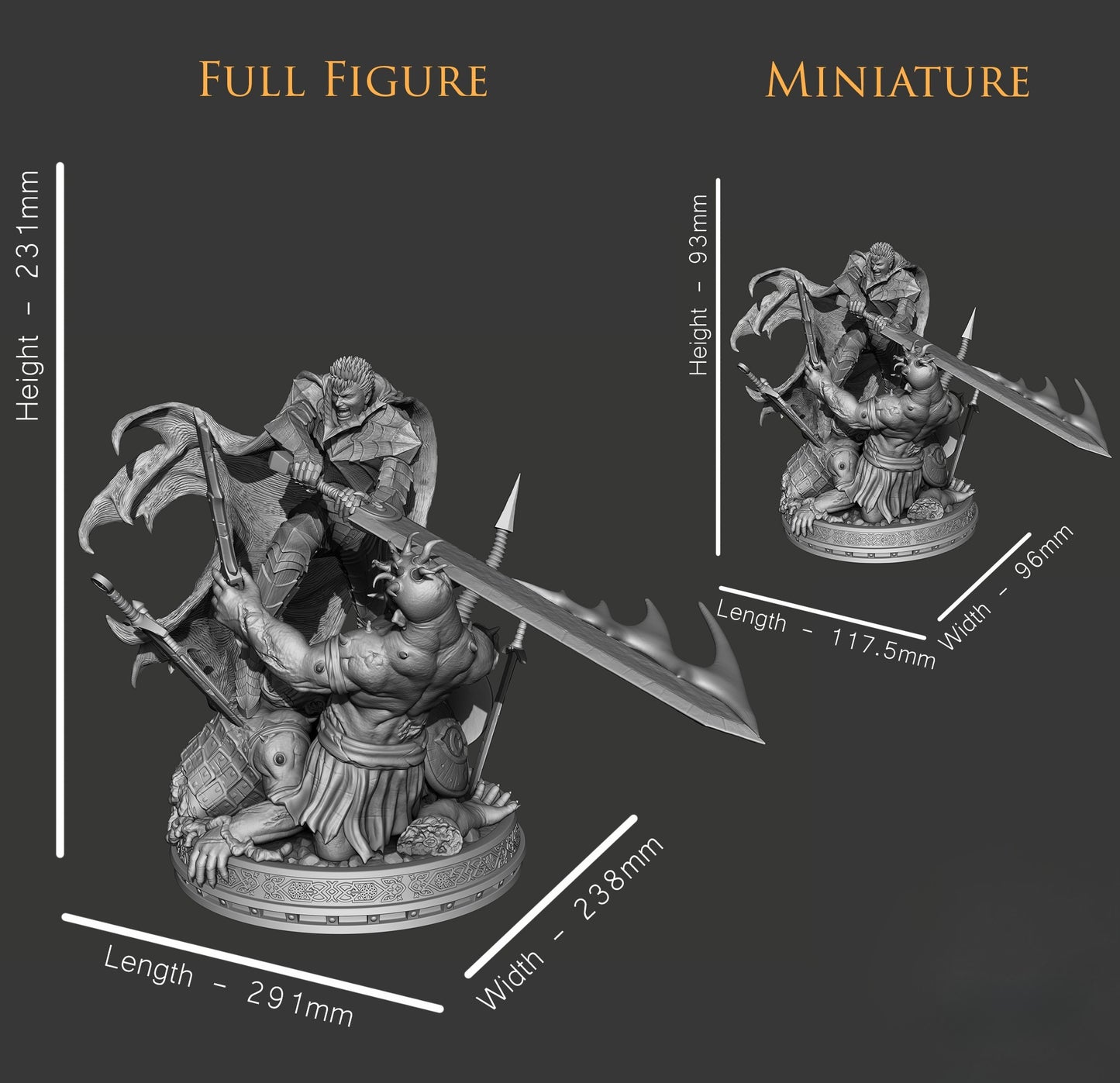 Guts - The Black Swordsman from Berserk - 3D Resin 16k Print