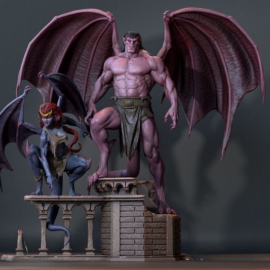 Goliath and Demona – Gargoyle - 3D Resin 16k Diorama Print
