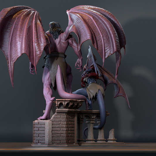 Goliath and Demona – Gargoyle - 3D Resin 16k Diorama Print
